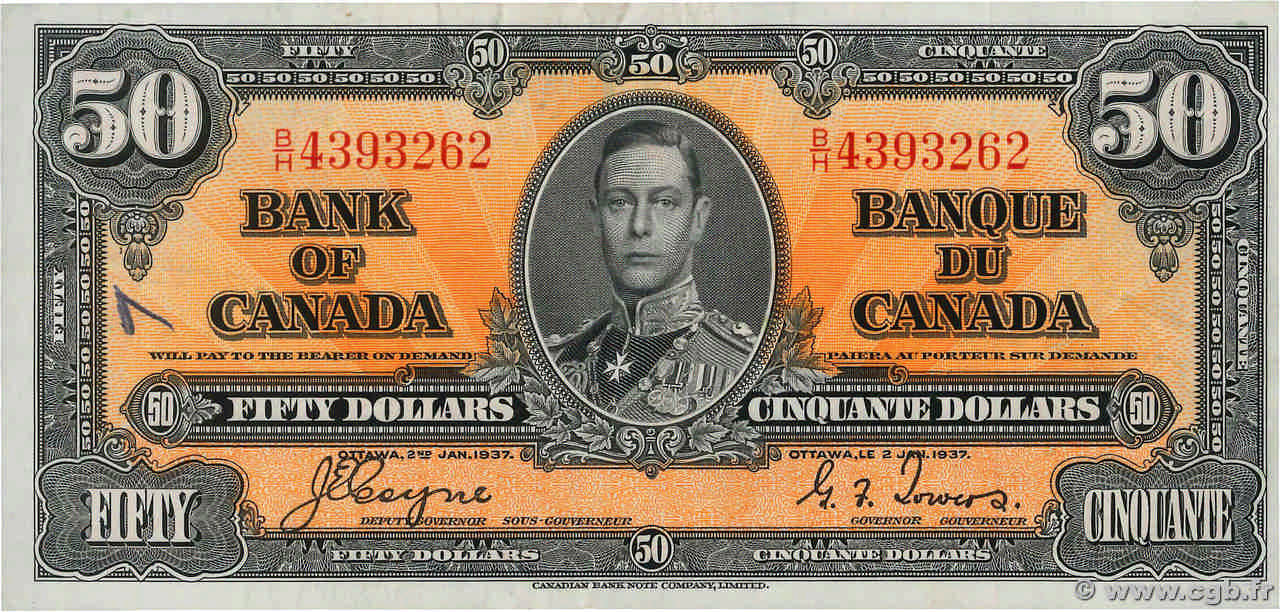 50 Dollars CANADA  1937 P.063c VF