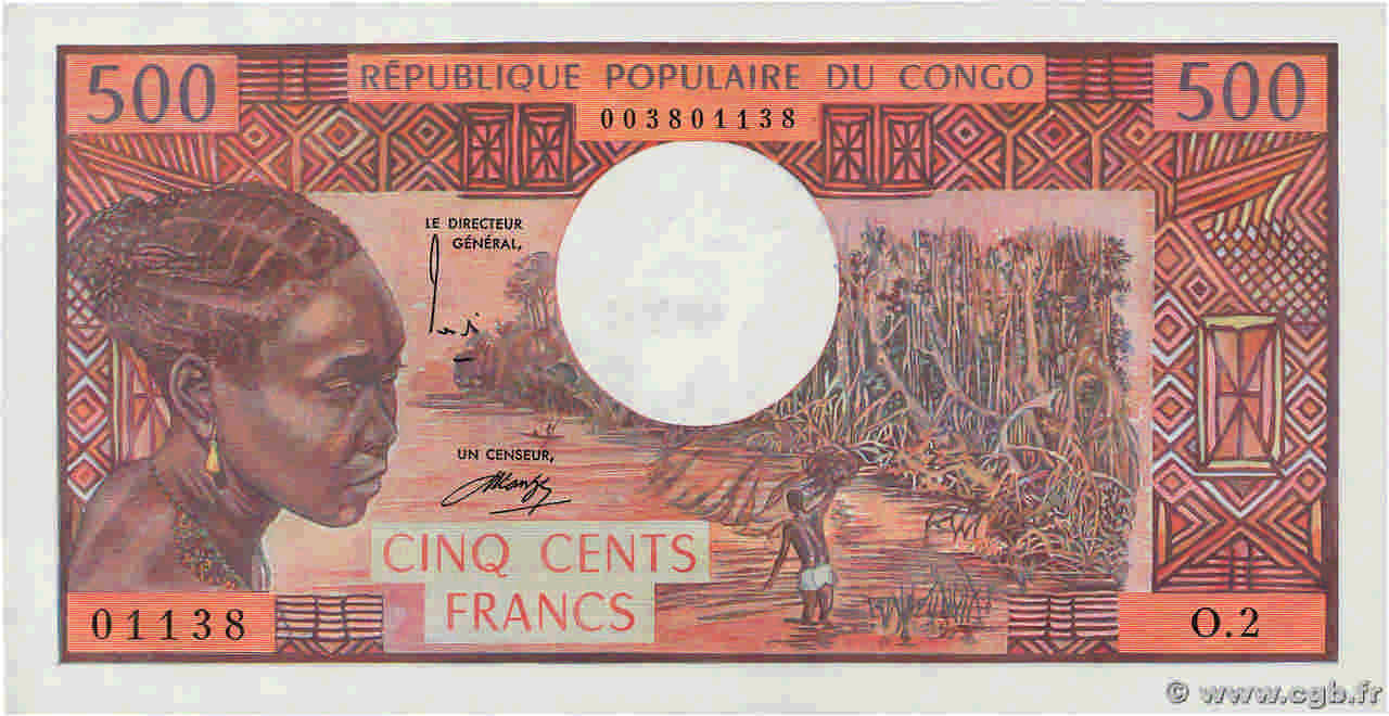 500 Francs CONGO  1974 P.02a FDC