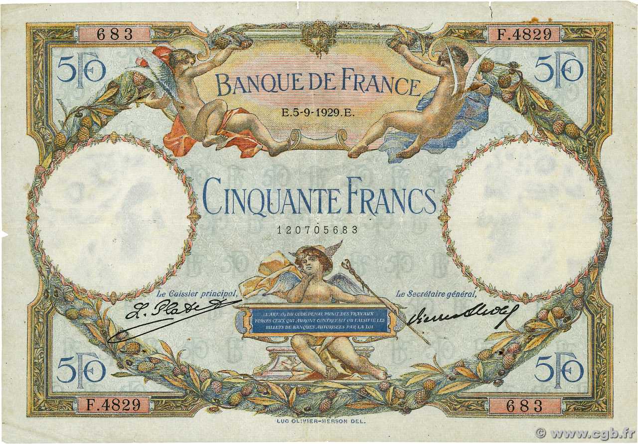 50 Francs LUC OLIVIER MERSON FRANCE 1929 F.15.03 B