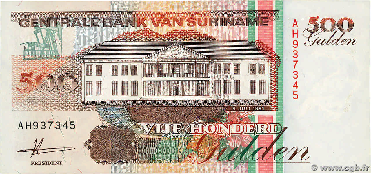 500 Gulden SURINAM  1991 P.140 SC+