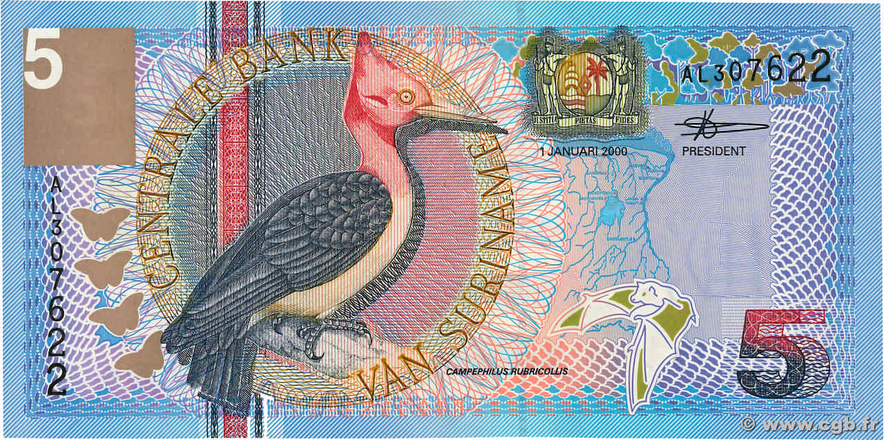 5 Gulden SURINAM  2000 P.146 UNC