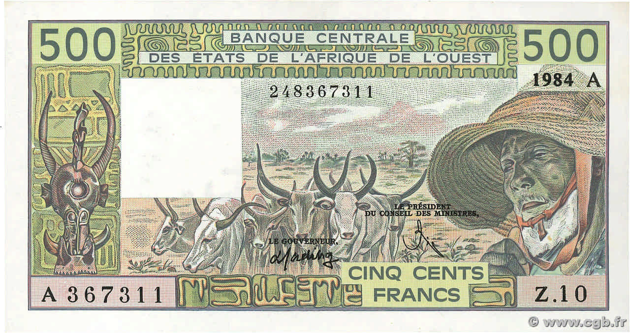 500 Francs ÉTATS DE L AFRIQUE DE L OUEST  1984 P.106Ag SPL
