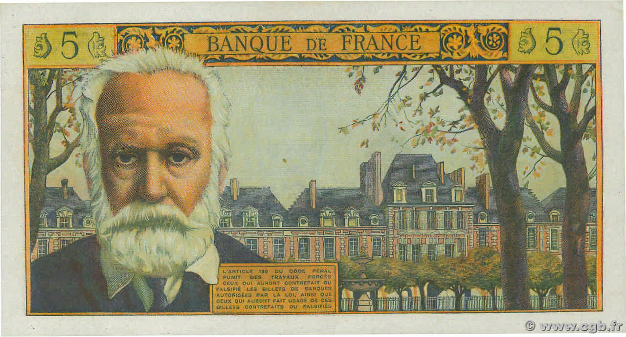 Nouveaux Francs Victor Hugo France F B Billets