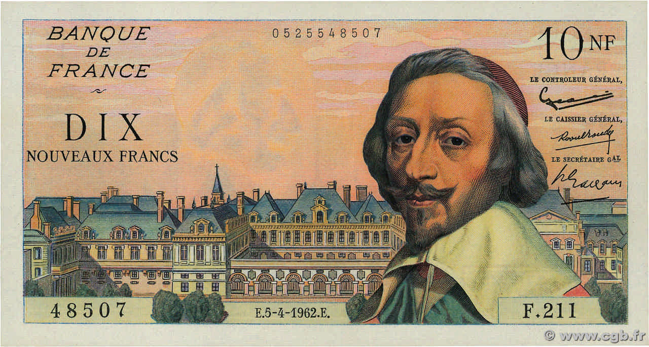 10 Nouveaux Francs RICHELIEU FRANCE  1962 F.57.18 SUP+