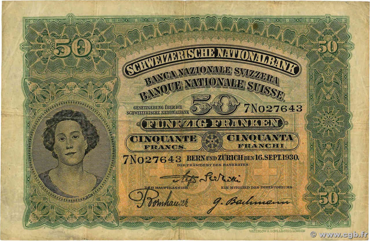 50 Francs SUISSE  1930 P.34e F
