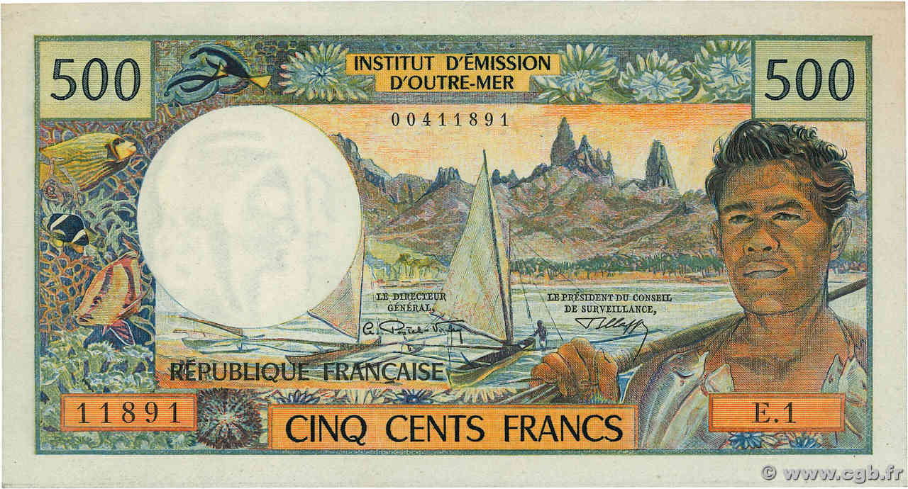 500 Francs TAHITI  1970 P.25a SC+