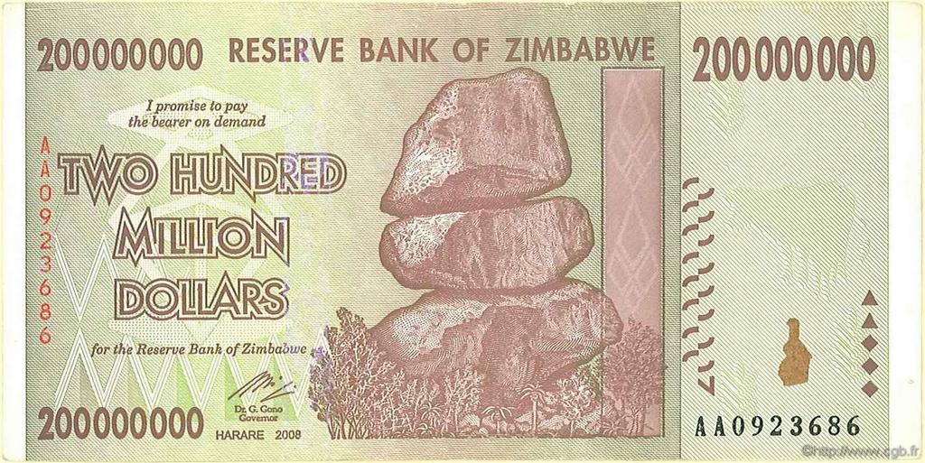 200 Millions Dollars ZIMBABWE  2008 P.81 SUP