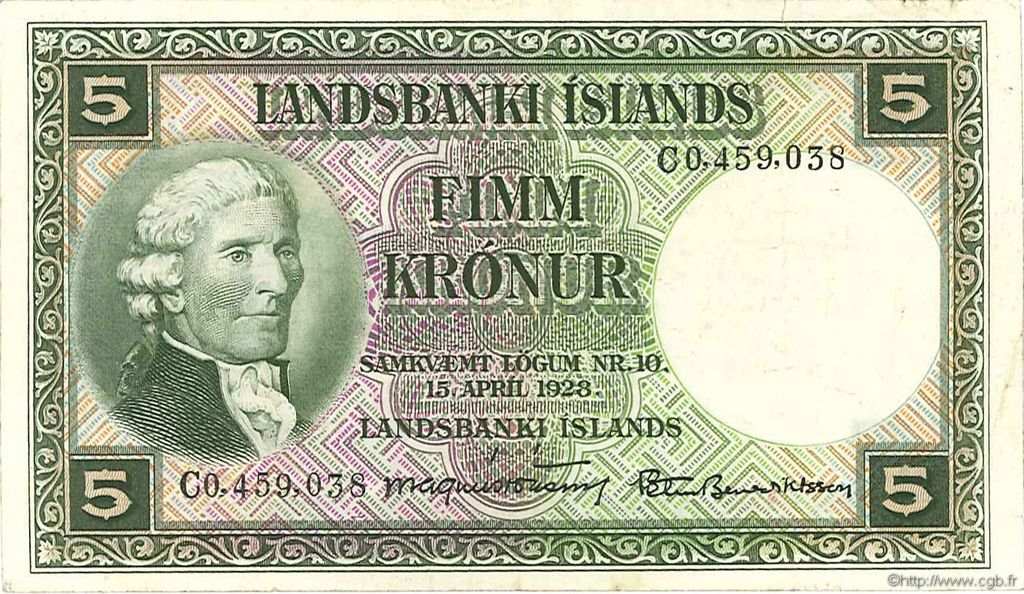 5 Kronur ISLANDE  1948 P.32b TTB