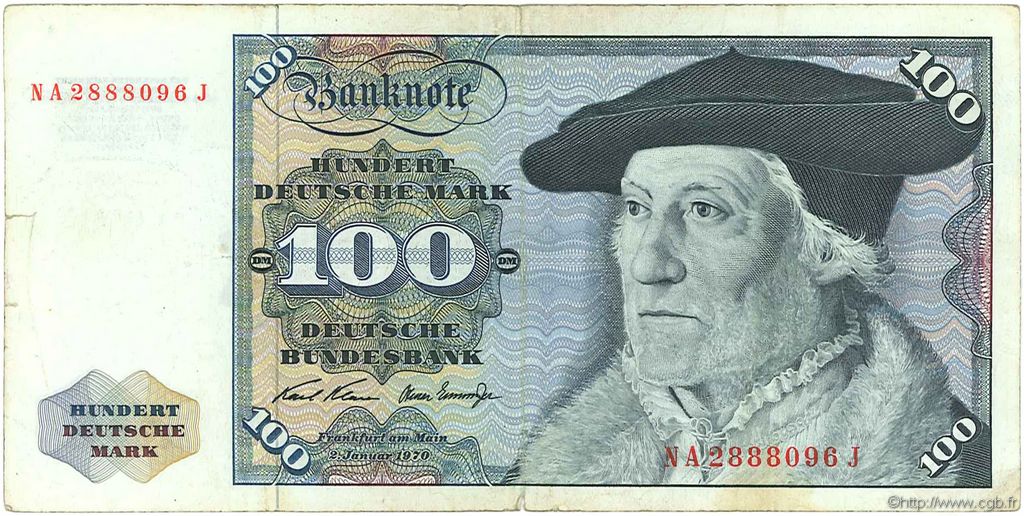 100 Deutsche Mark GERMAN FEDERAL REPUBLIC  1980 P.34c F+