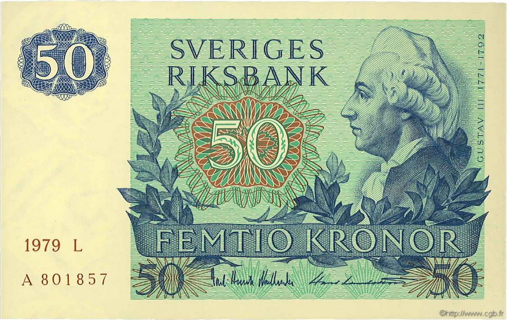 50 Kronor SUÈDE  1979 P.53c NEUF