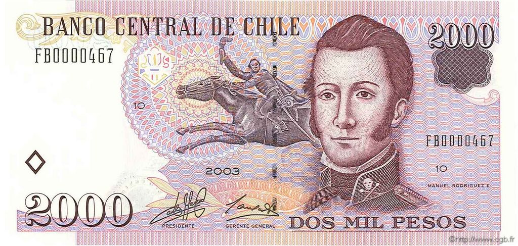 2000 Pesos CHILI  2003 P.158 NEUF