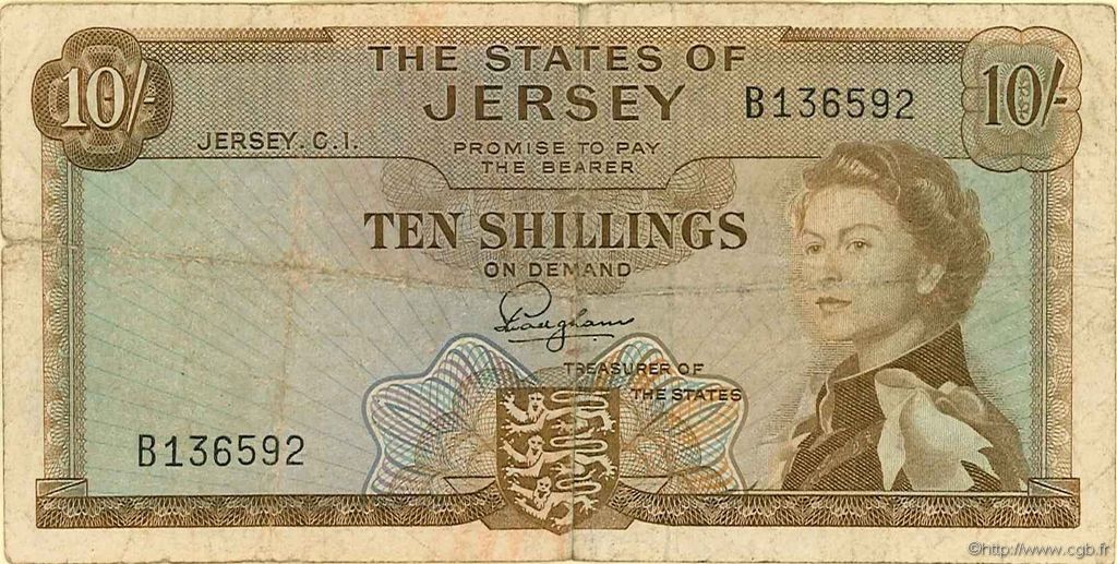 10 Shillings JERSEY  1963 P.07a TB