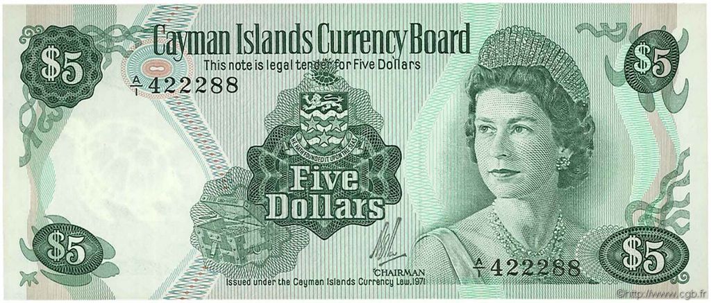 5 Dollars ÎLES CAIMANS  1972 P.02a pr.NEUF