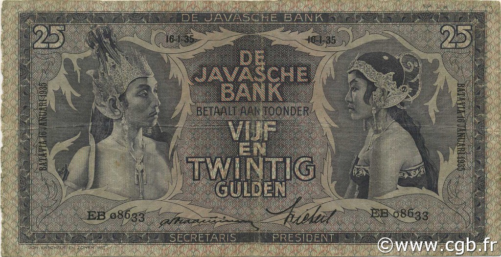 25 Gulden INDES NEERLANDAISES  1935 P.080a TB