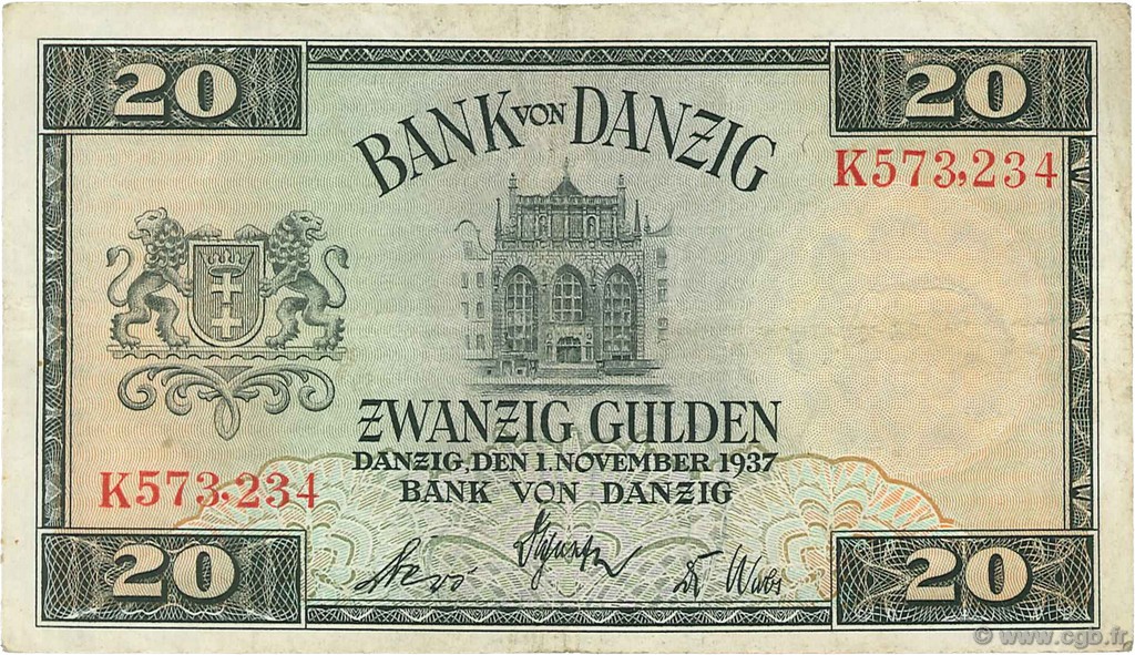 20 Gulden DANTZIG 1937 P.63 TB à TTB