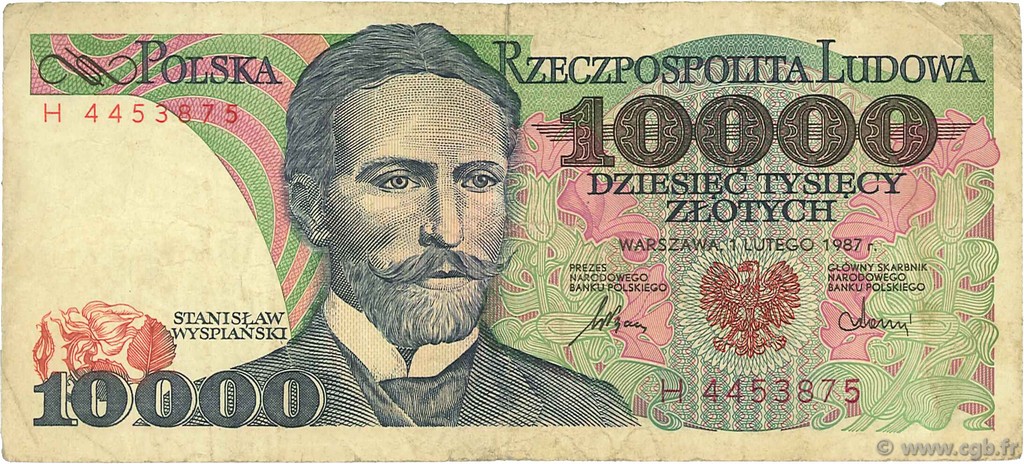 10000 Zlotych POLOGNE  1987 P.151a B+