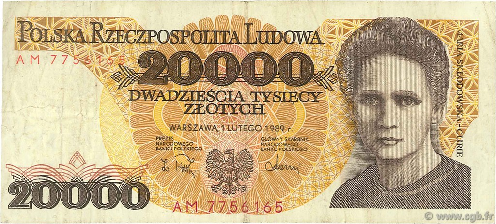 20000 Zlotych POLOGNE  1989 P.152a TB