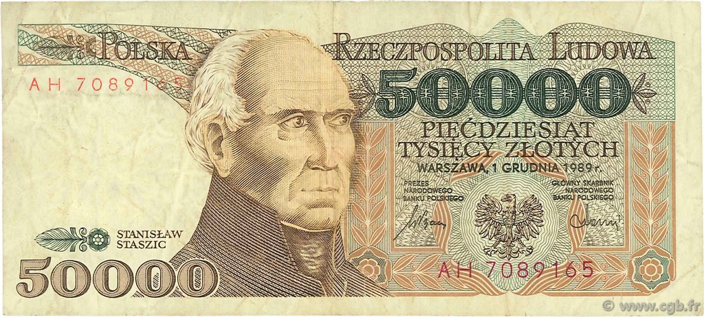 50000 Zlotych POLAND  1989 P.153a VF