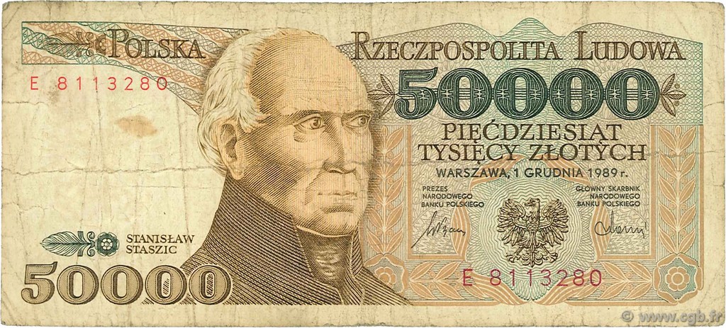 50000 Zlotych POLOGNE  1989 P.153a B