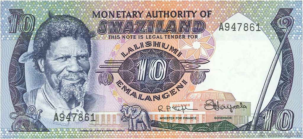 10 Emalangeni SWAZILAND  1974 P.04a SPL+