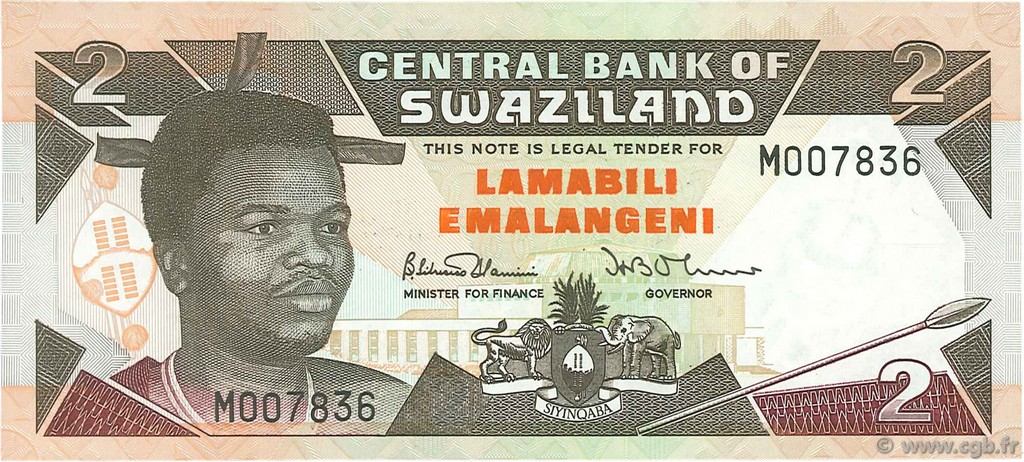 2 Emalangeni SWAZILAND  1992 P.18a NEUF