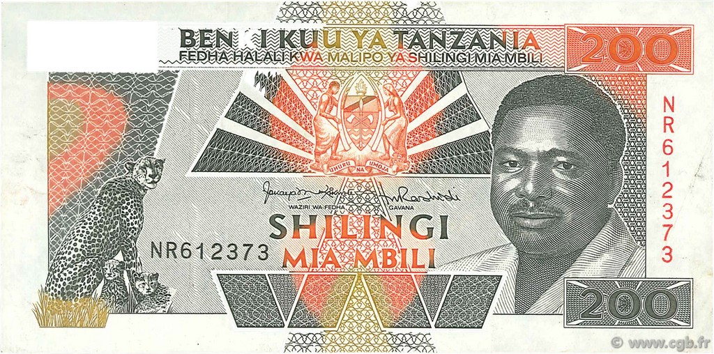 200 Shilingi TANZANIE  1993 P.25b TTB