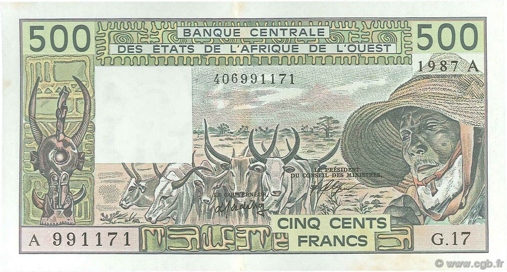 500 Francs ÉTATS DE L AFRIQUE DE L OUEST  1987 P.106Ak SPL