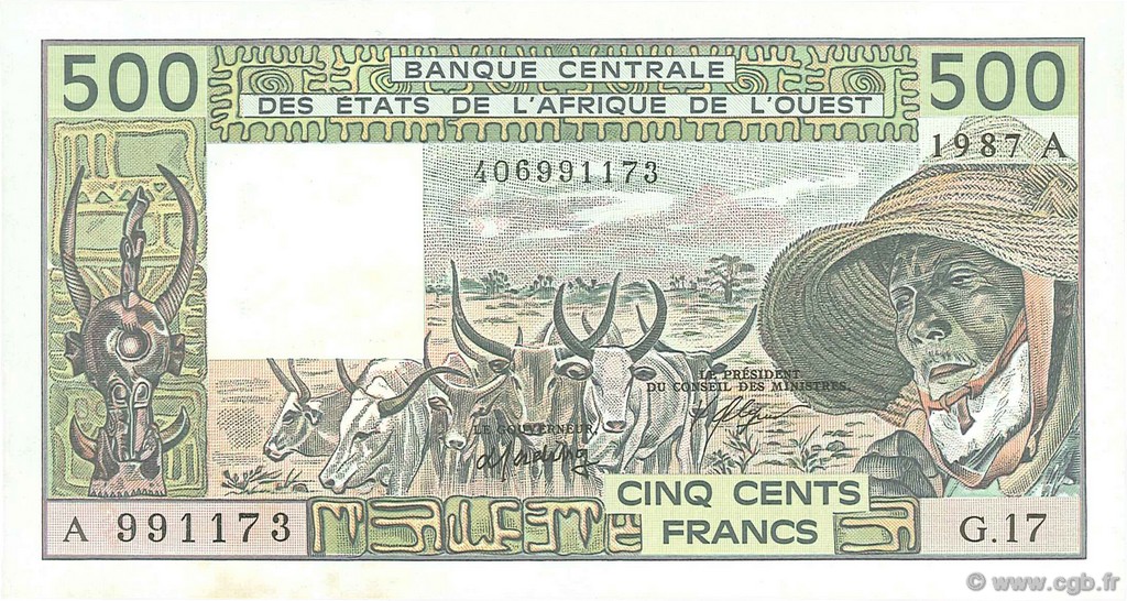 500 Francs WEST AFRICAN STATES  1987 P.106Ak UNC-