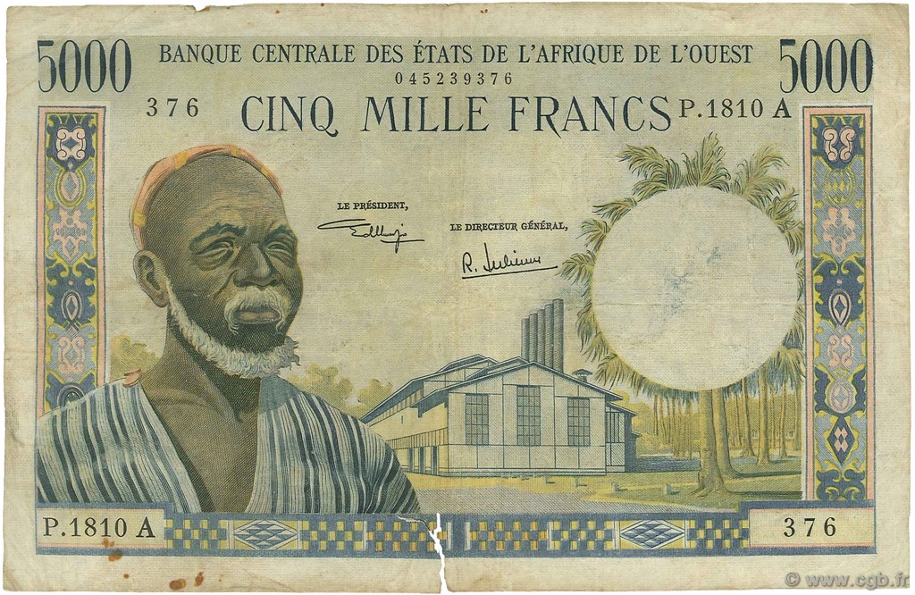 5000 Francs ÉTATS DE L AFRIQUE DE L OUEST  1975 P.104Ah pr.TB