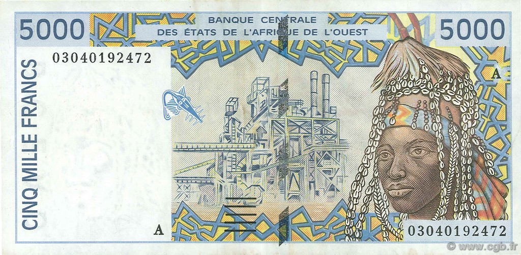 5000 Francs ÉTATS DE L AFRIQUE DE L OUEST  2003 P.113Am TTB