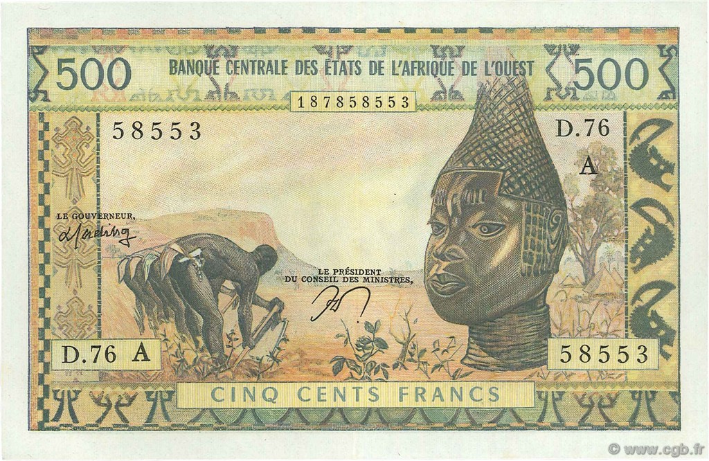 500 Francs ÉTATS DE L AFRIQUE DE L OUEST  1977 P.102Am SUP