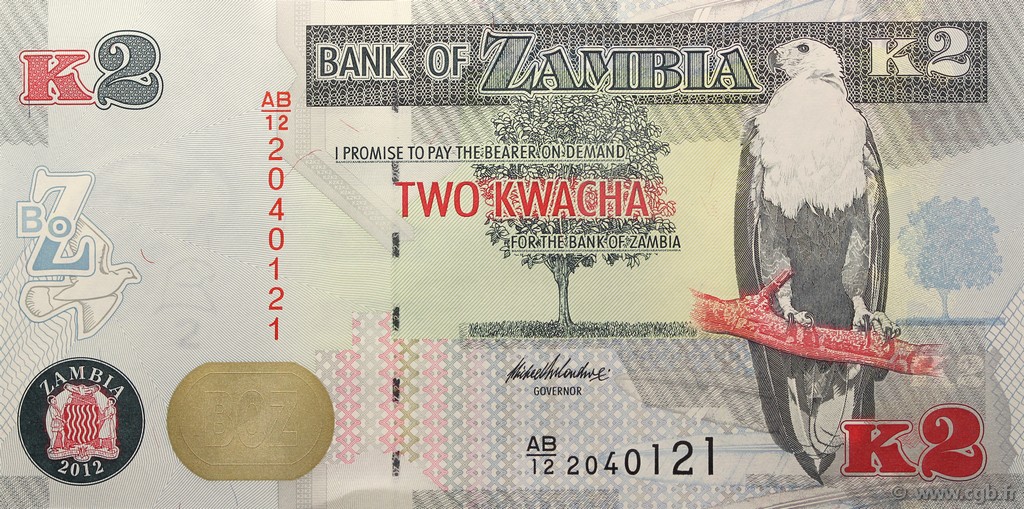 2 Kwacha ZAMBIA  2012 P.49a UNC