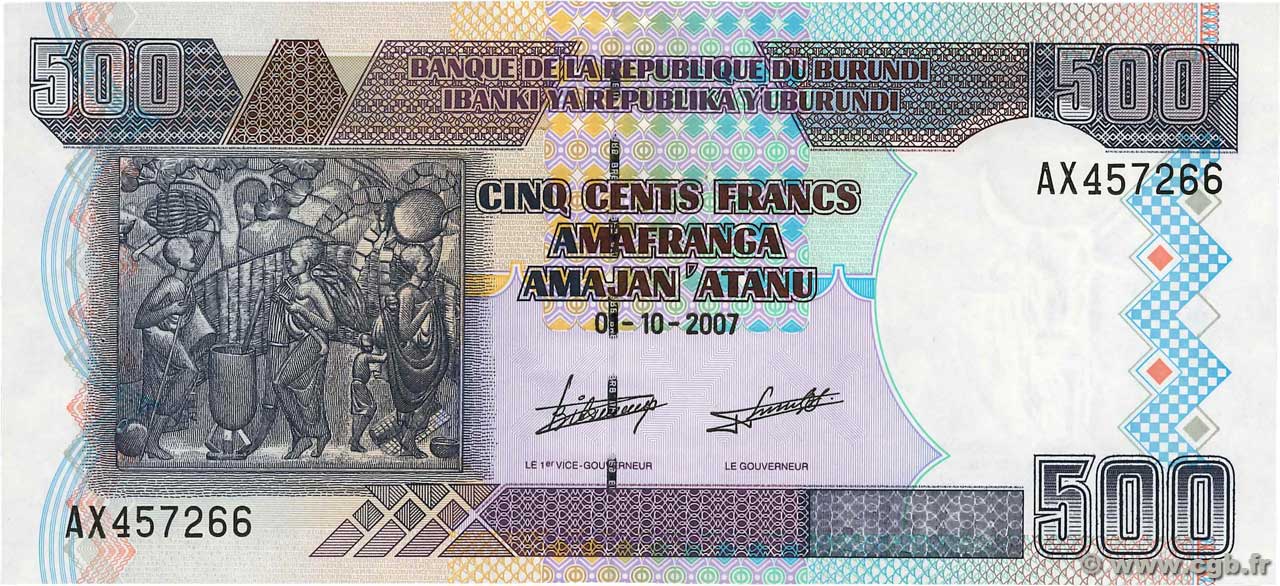 500 Francs BURUNDI  2007 P.38d NEUF
