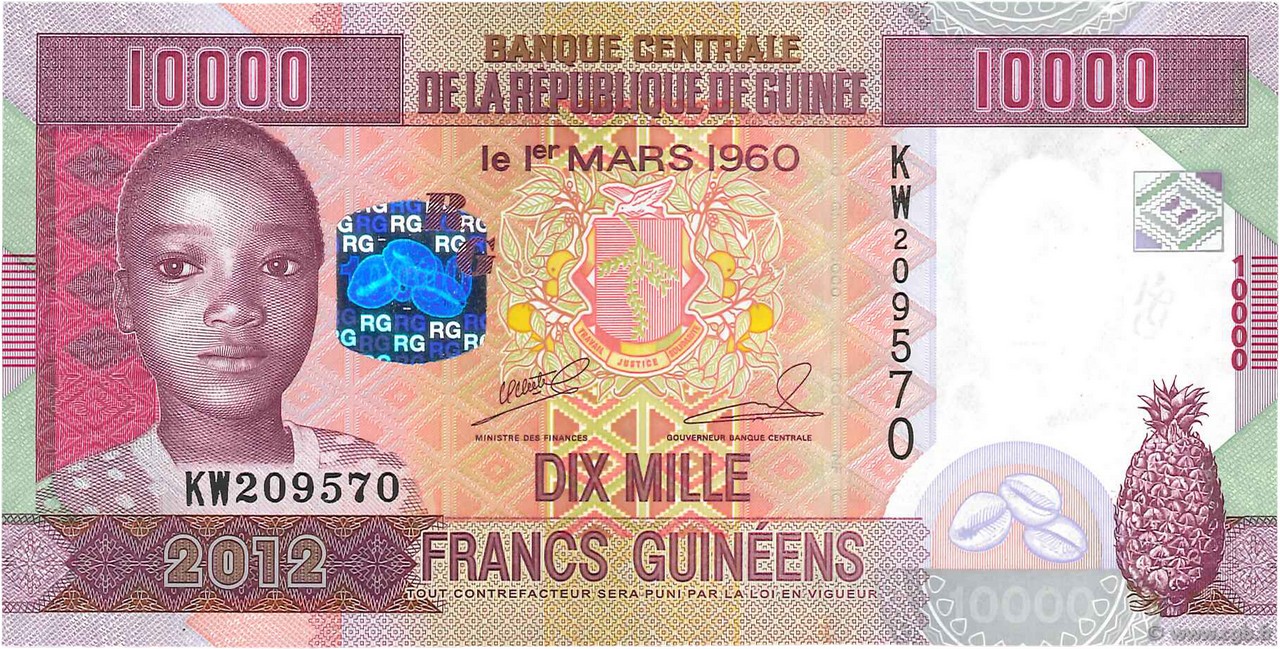 10000 Francs GUINEA  2012 P.46 UNC-