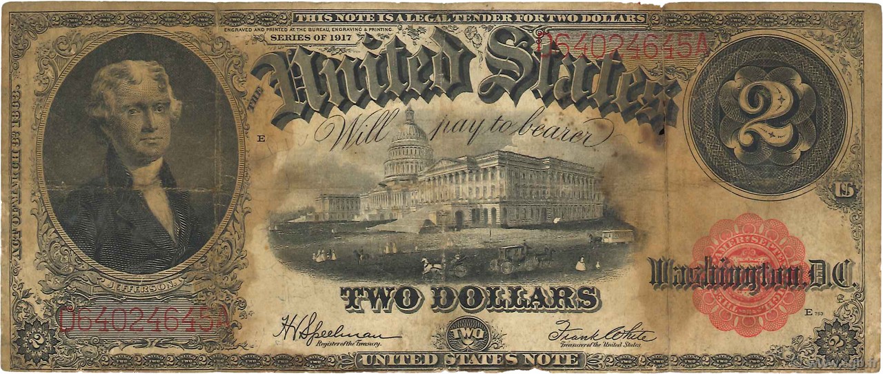 2 Dollars ÉTATS-UNIS D AMÉRIQUE  1917 P.188 B