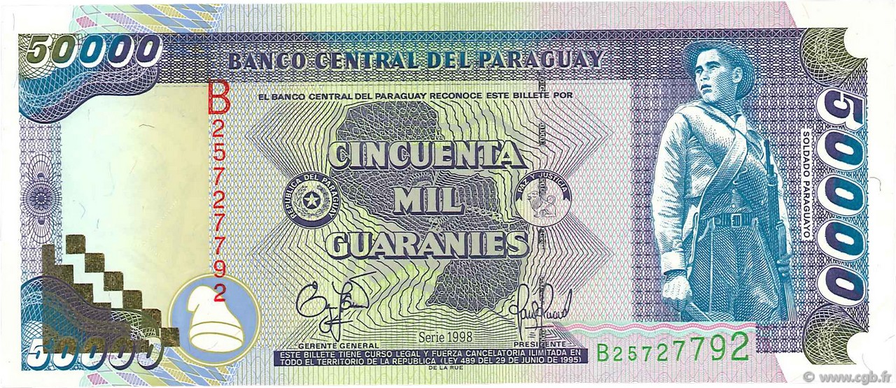 50000 Guaranies PARAGUAY  1998 P.218 NEUF