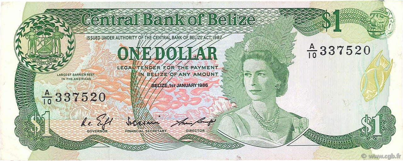1 Dollar BELIZE  1986 P.46b TTB