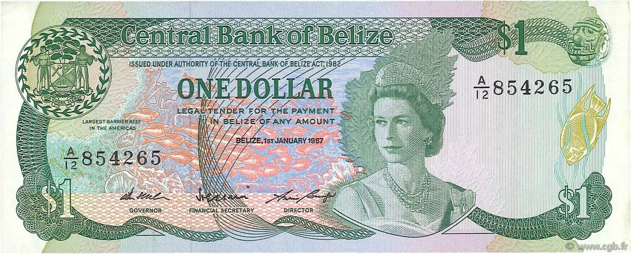 1 Dollar BELIZE  1987 P.46c XF