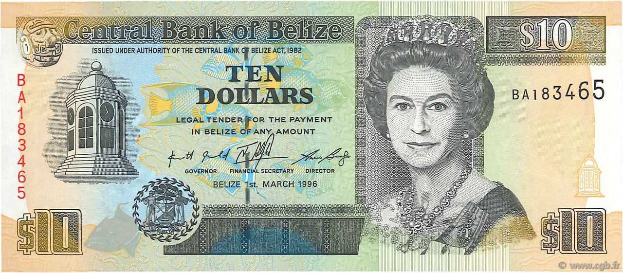 10 Dollars BELIZE  1996 P.59 UNC-