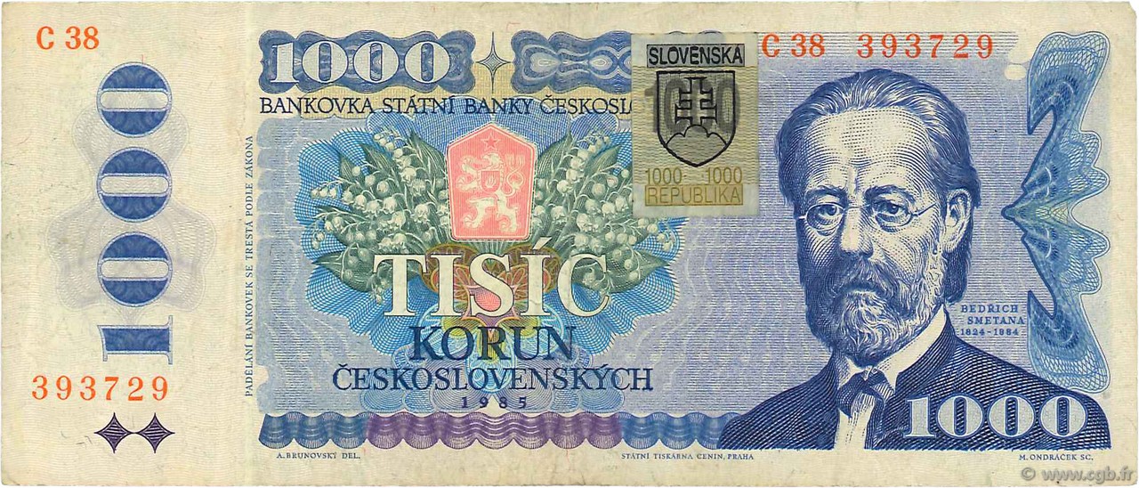 1000 Korun SLOVAQUIE  1993 P.19 pr.TTB