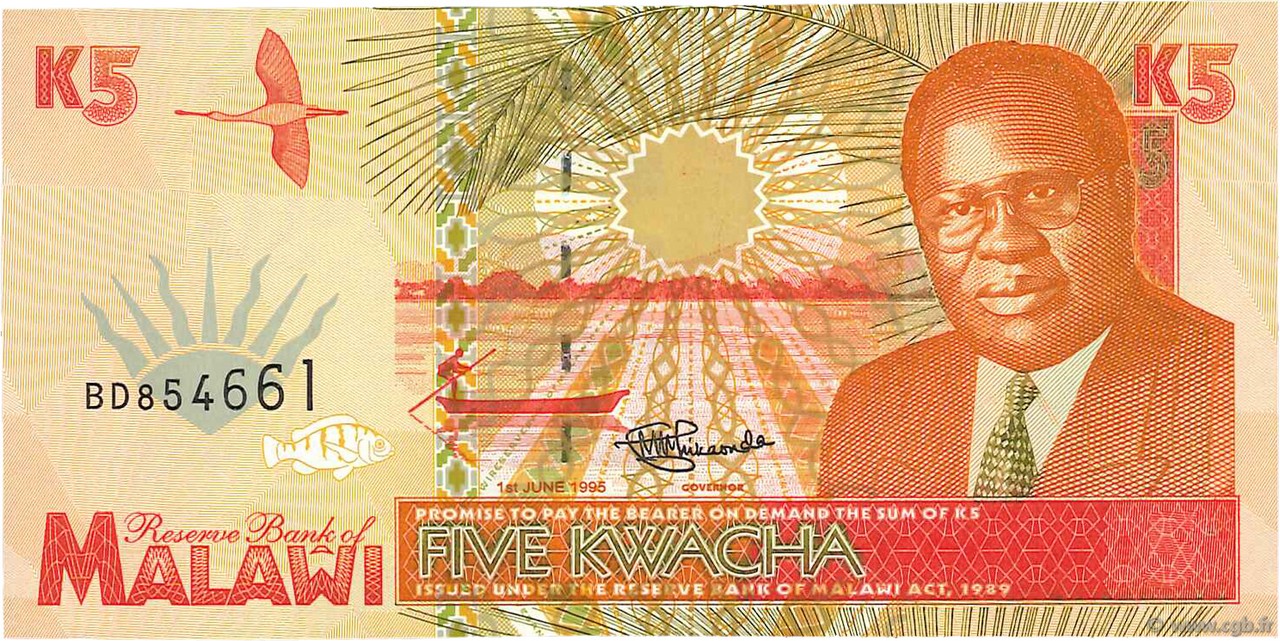 5 Kwacha MALAWI  1995 P.30 NEUF