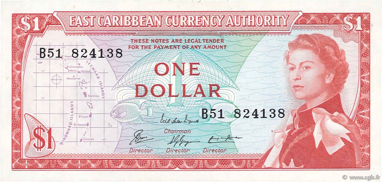 1 Dollar CARAÏBES  1965 P.13e SUP