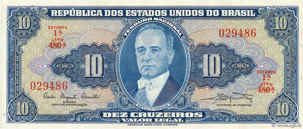 10 Cruzeiros BRAZIL  1961 P.167a UNC