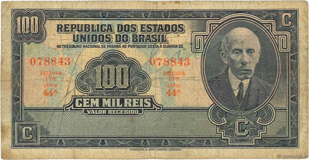 100 Mil Reis BRÉSIL  1936 P.071 TB