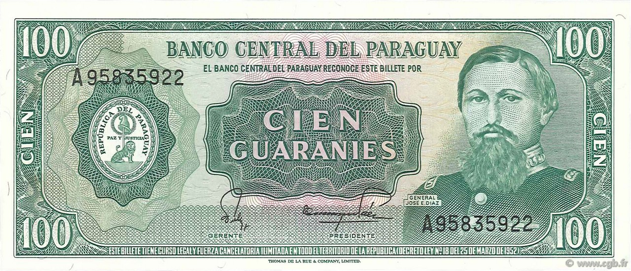 100 Guaranies PARAGUAY  1982 P.205 NEUF
