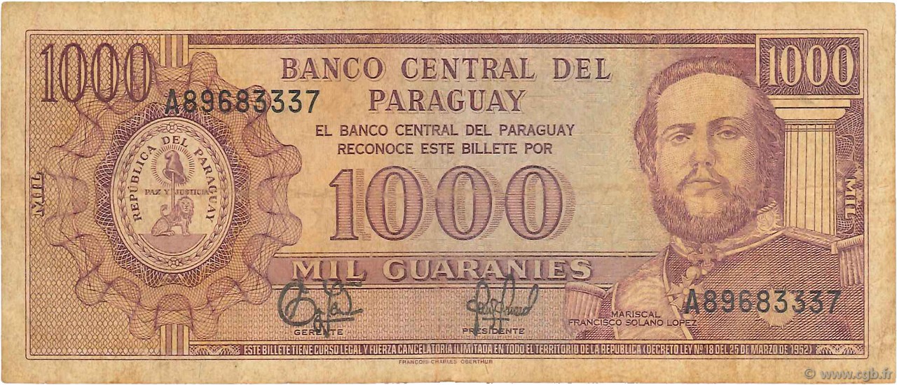 1000 Guaranies PARAGUAY  1995 P.213 B