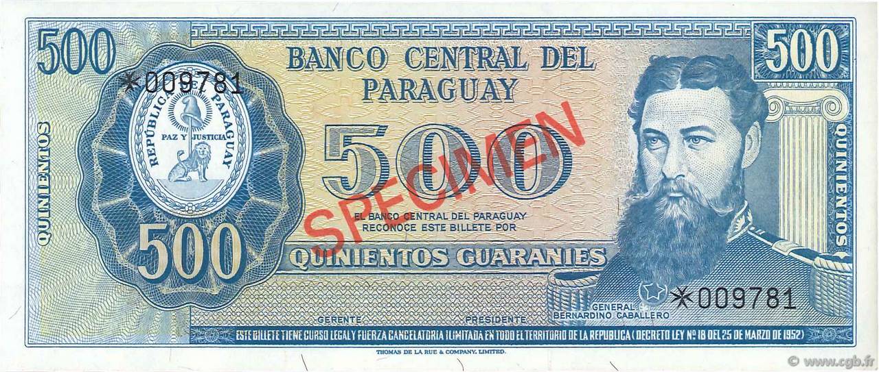 500 Guaranies Spécimen PARAGUAY  1979 P.CS1 pr.NEUF