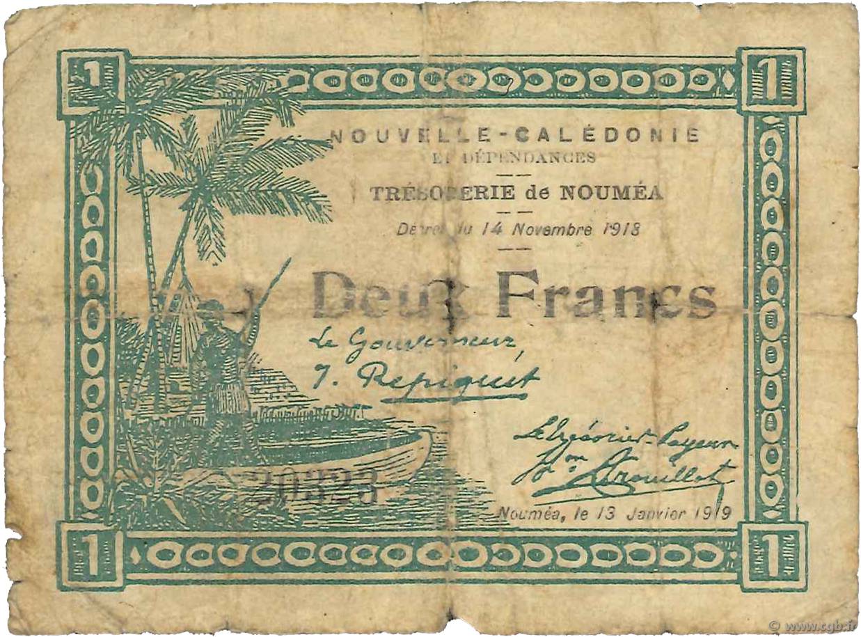2 Francs NOUVELLE CALÉDONIE  1919 P.35a AB