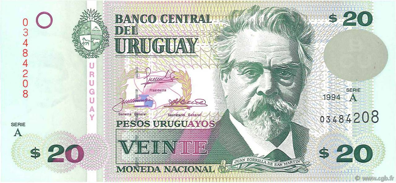 20 Pesos Uruguayos URUGUAY  1994 P.074a UNC
