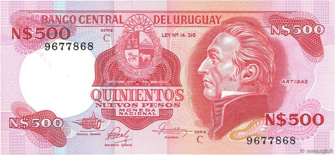 500 Nuevos Pesos URUGUAY  1985 P.063b SPL+